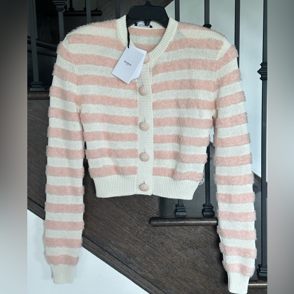 BALMAIN Striped wool-blend cardigan - Picture 3 of 8